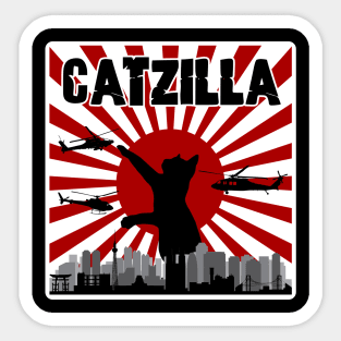 CATZILLA Japanese Sunset Style Cat Kitten Lover Sticker